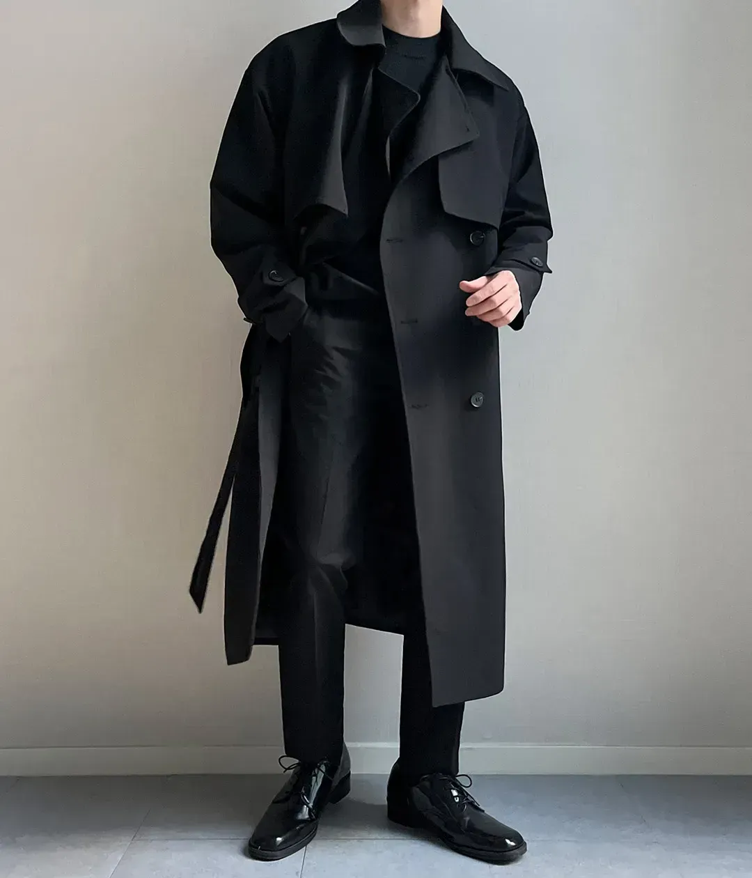 SET] 남자트렌치코트 로브코트 + 키작은 남자 사계절 9부 크롭 빅사이즈 슬랙스 팬츠 | 룩핀