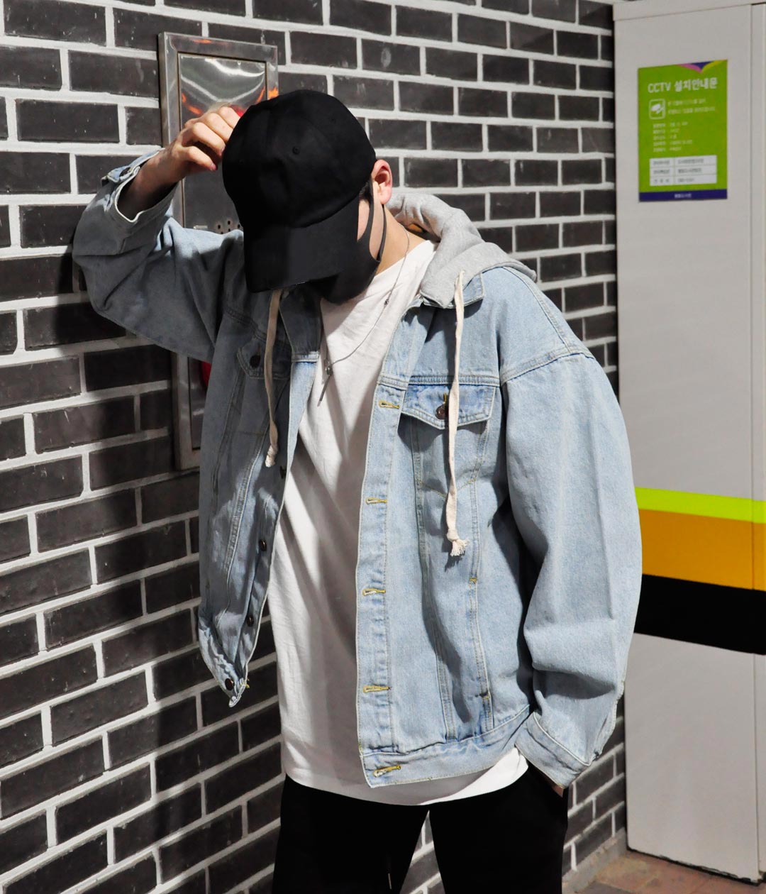 키작남 크롭 워싱 오버핏 구제 데님 자켓 키작은 남자 흑청 숏 청 청자켓 봄 가을 | 룩핀