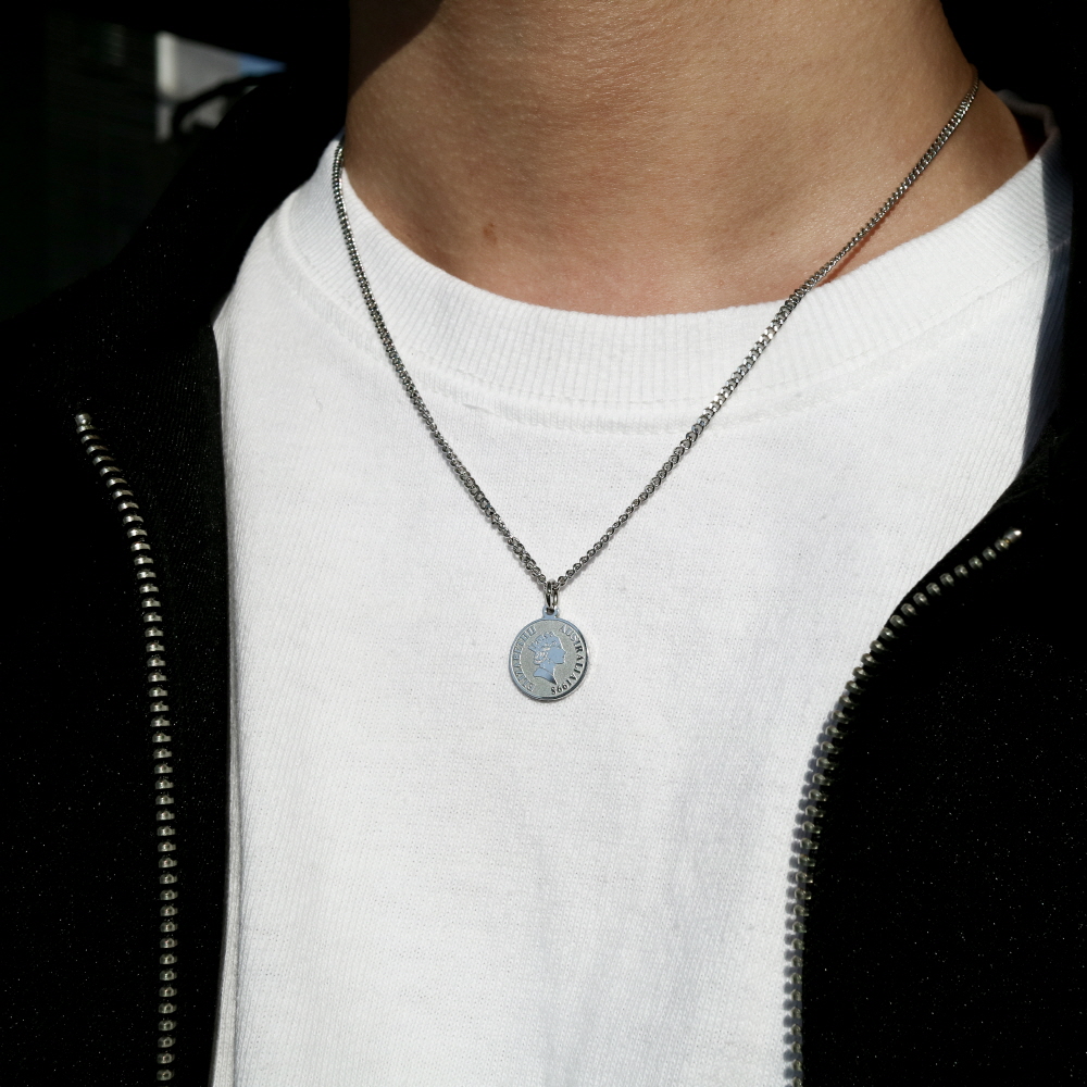 남자 코인 목걸이 레이어드 써지컬 main coin nec | 룩핀