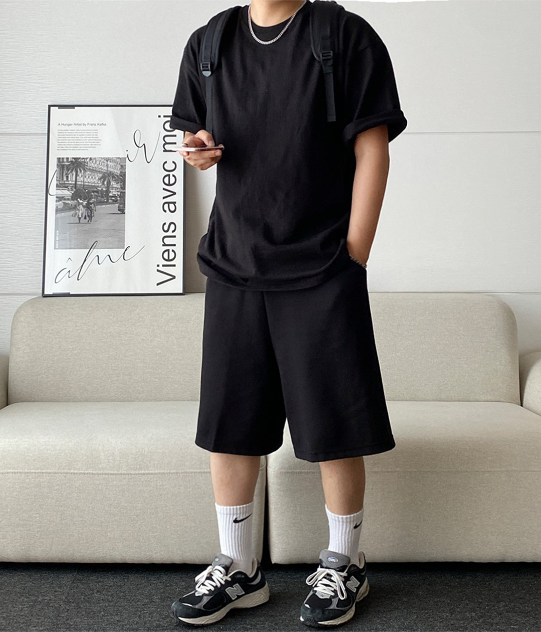 🖤올블랙 버뮤다팬츠 코디 | 룩핀