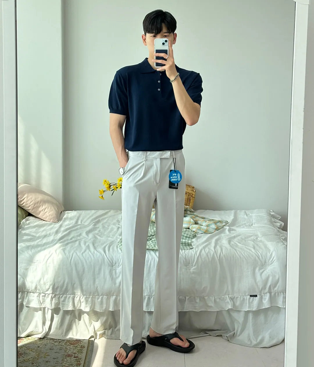 머슬핏 남자 여름니트 댄디 코디 | 룩핀