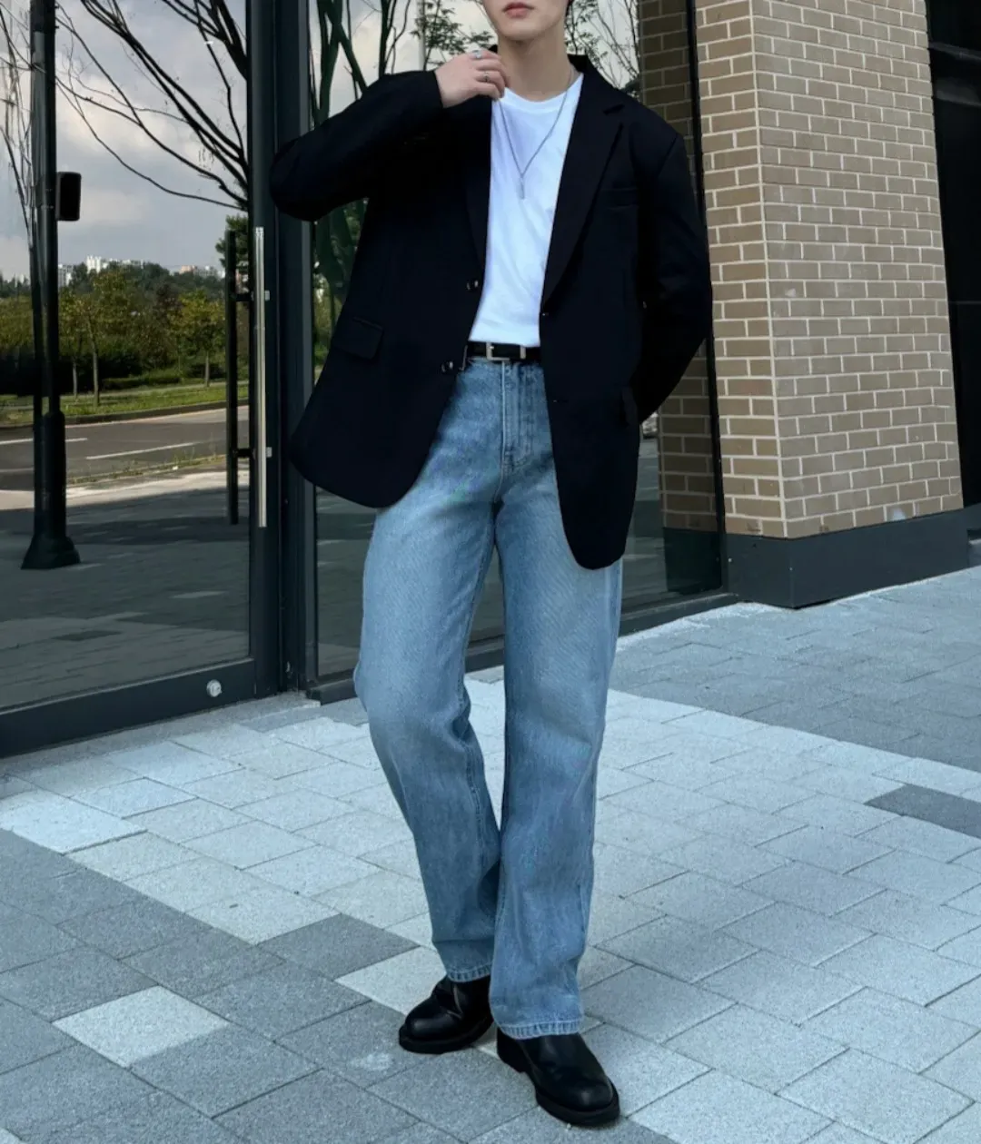 당일출고] 리플 절개 블레이저 자켓 2color 봄 가을 신상 슈트 남녀공용 커플룩 오버 | 룩핀