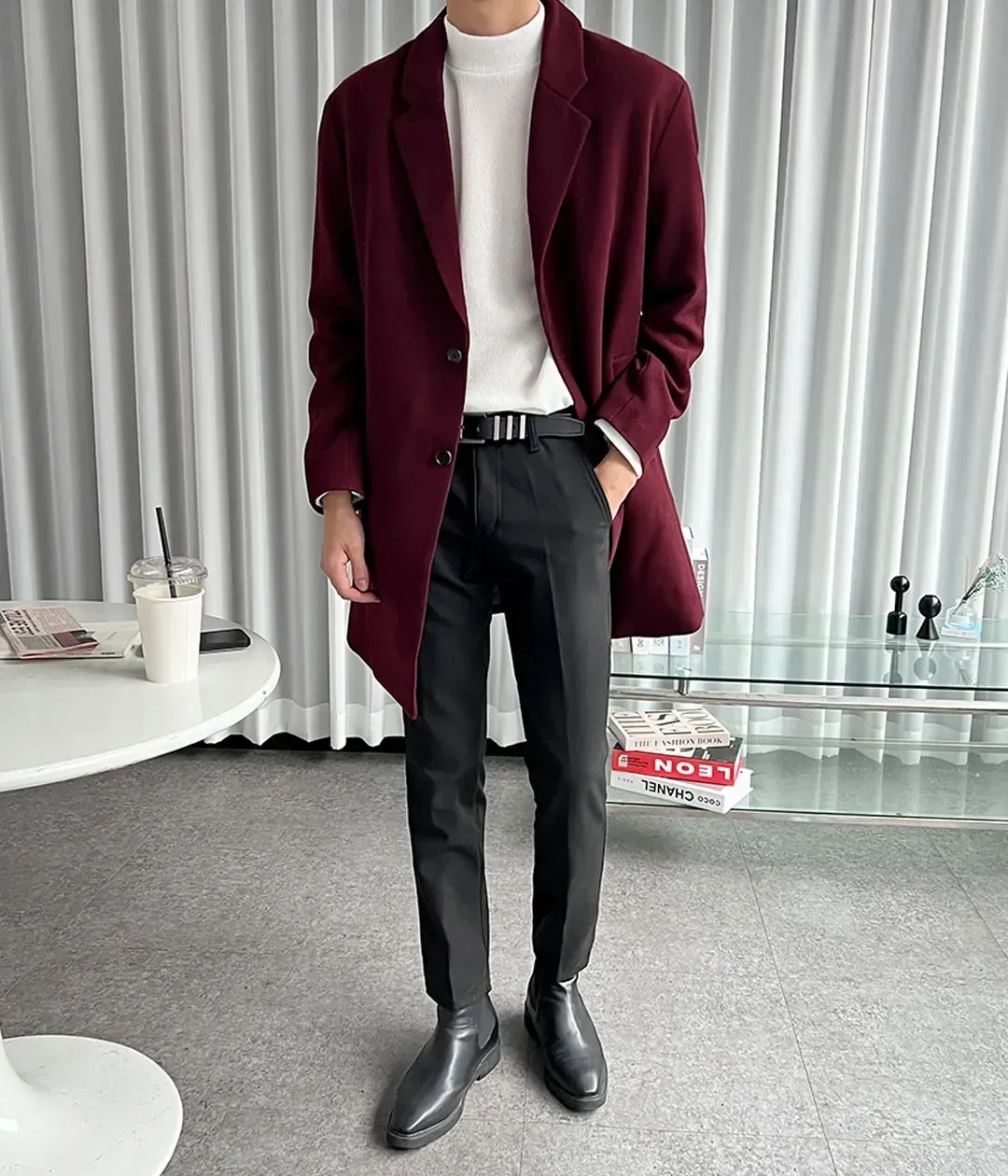 키작남 키작은 남자 봄 싱글 롱 코트 로브 맥코트 반코트 아이보리 카키 빅사이즈 | 룩핀