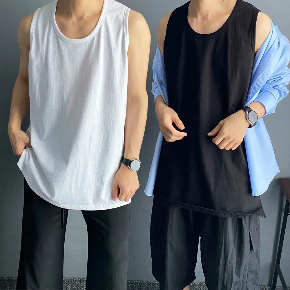 1+1 무지 레이어드 나시 오버핏 옆트임 티 데일리 입기좋은 | 룩핀