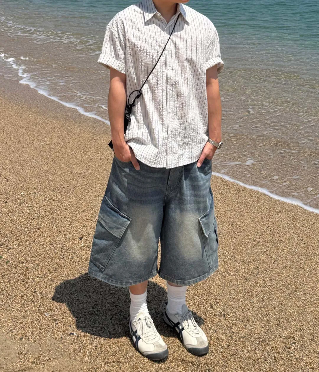 빈티지 워싱 더블니 카펜더 버뮤다 청반바지 2color 버뮤다데님