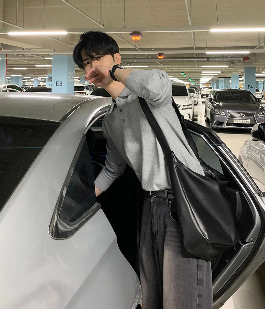 리플 헨리넥 긴팔 오버핏 니트 | 룩핀