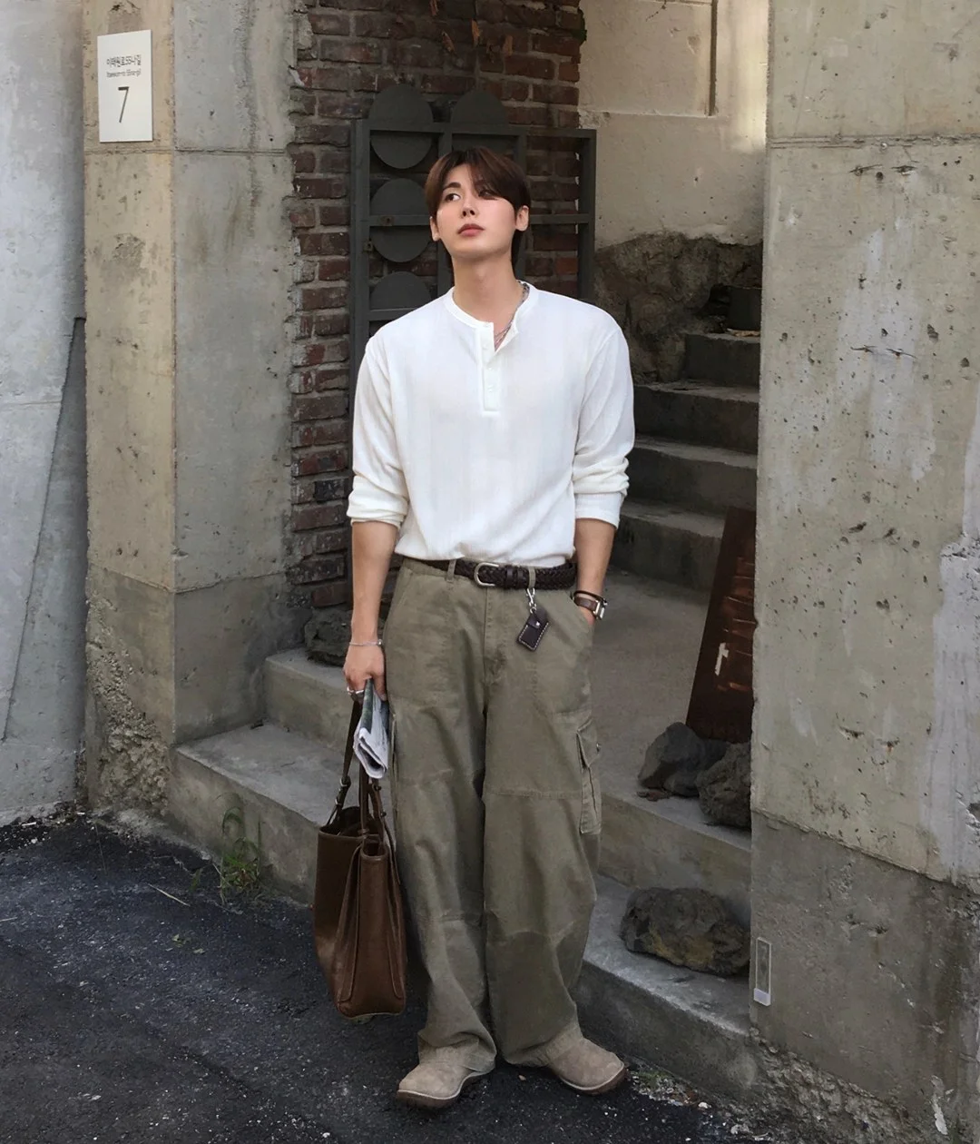 리플 헨리넥 긴팔 오버핏 니트 | 룩핀